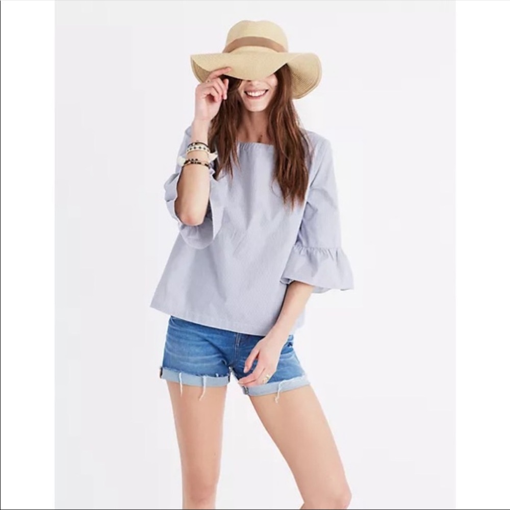 Madewell Striped Bell Sleeve Cotton Top